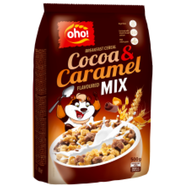 OHO - Cocoa Crunch and Caramel Breakfast Cereals Mix 500g