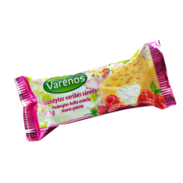Varenos Pienelis - Glazed Curd Cheese Bar with Raspberries 40g